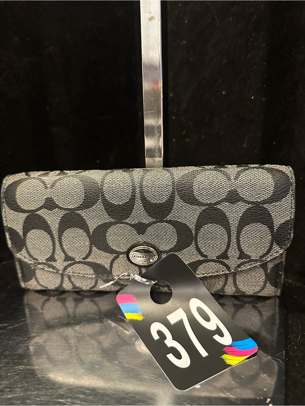 Coach #379  Signature Jacquard Gray Continental Wallet